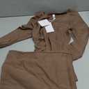 2 Piece Sets for Women Dressy Fall Outfits Sweatsuits Casual Pullover Top and Wide Leg Sweatpant Lounge Set Pocket, S, Coffee