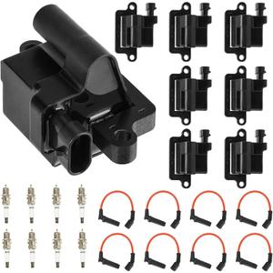 Square Ignition Coils Pack & Iridium Spark Plugs UF271 for Chevy GMC Avalanche Savana Sierra 1500 2500 3500 5.3L 4.8L 6L 1999 2000 2001 2002 2003 2004 2005 2006 5C1083-8 Set w/Wires