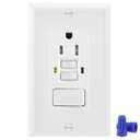 Wengart 15 Amp GFCI Outlet Switch Combo, 125V Ground Fault Circuit Interrupter with 10A Single Pole Rocker Switch, Tamper-Resistant Combination Receptacle, ETL Listed, Wall Plate Included, White