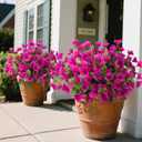 8 Bundles Fake Silk Flowers, Artificial Hibiscus Flowers for Outdoors Realistic UV Resistant Faux Plants for Planters Garden Porch Patio Vase Window Box Home Decoration, Fuchsia