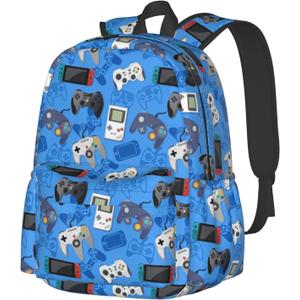 Gaming Backpack 17 Inch Video Game Casual Daypack Lightweight Kids School Backpack Campus Bag for Boys Girls Back to School (One Size, Black4)