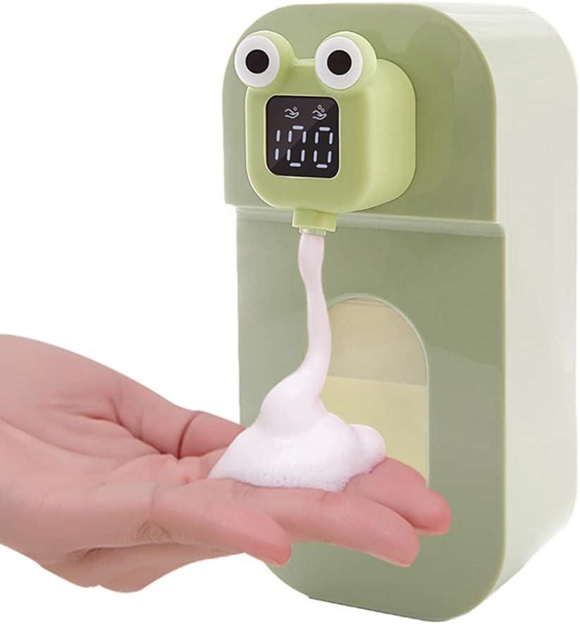Automatic Soap Dispenser for Kids - Wall Mount Green Frog Touchless Foaming Soap Dispenser, Waterproof USB Rechargeable, 10oz/ 300ml Children's Day Gift