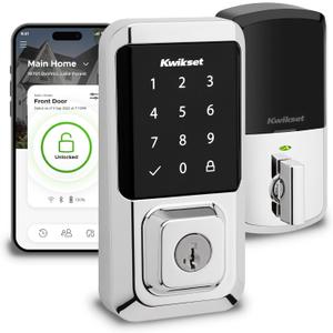Kwikset Halo Wi-Fi Smart Lock, Keyless Entry Door Deadbolt, Geofence Auto-Unlock, Grade AAA Certified, No Hub Required Easy Install, Polished Chrome, Touchscreen