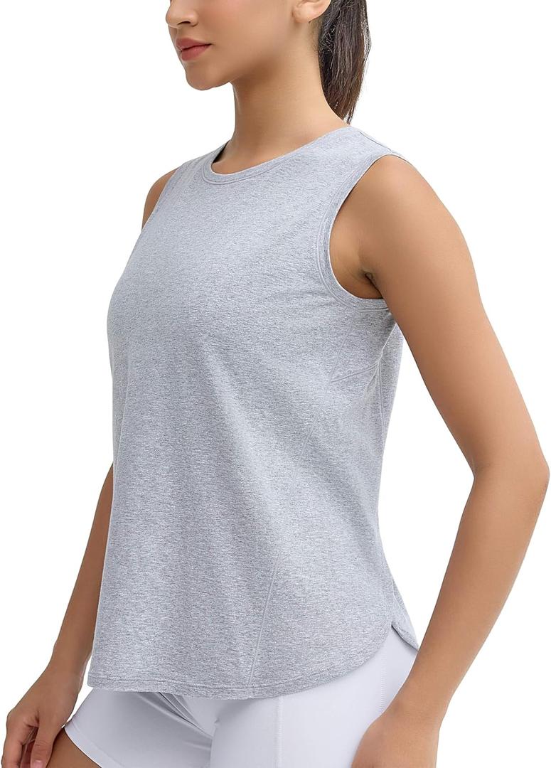 THE GYM PEOPLE Women's Workout Tank Tops Loose Fit Sleeveless Breathable Yoga Shirts with Side Slits (Medium)