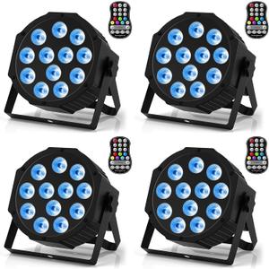 Rechargeable Par Lights, RGBW LED Uplights Battery Powered Stage Light, HOLDLAMP Par Can DJ Lights Sound Activated with Remote & DMX Control for Festival Party Event Wedding Bar. 4 Packs