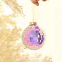 WDS WONDROUS Christmas Disco Ball Ornaments Set of 12  3.14 Colorful Xmas Tree Decorations with Iridescent Laser Effect, Glass Christmas Ornaments for Indoor Party Decor Holiday