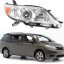 munirater Chrome Housing Halogen Headlight Assembly Replacement for Sienna 2011-2020 Passenger Side
