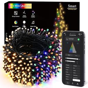 Brizled Smart Christmas Lights, 98.4FT 300 LED Color Changing Christmas Lights with APP/Voice Control, Warm White & Multicolor Fairy String Light Music Sync Xmas Tree Light for Indoor Outdoor Decor