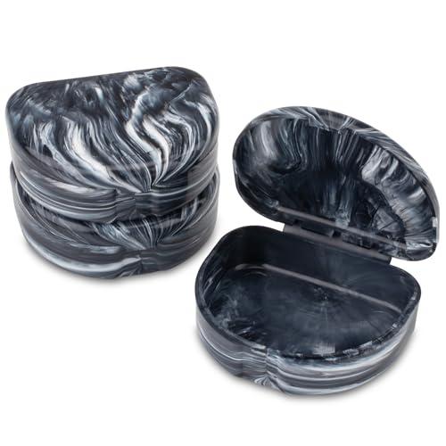 Practicon Marble Retainer Cases, Orthodontic Aligner Case, Mouth Guard Holder (2 Pack) (Black)