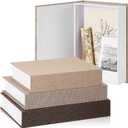 Tioncy 3 Pcs Fake Book Box Neutral Linen Book Box Decorative Faux Prop Storage for Farmhouse Home Decor shelf Table Card Photo DIY Keepsake Gift(Multi Sizes,Khaki, Dark Coffee, Light Coffee)