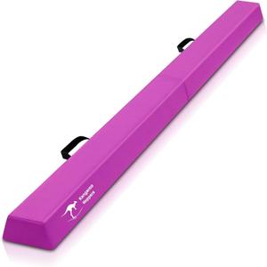 Kangaroo Hoppers 8FT Kids Balance Gymnastics Beam for Kids, Folding Extra Firm Foam Floor Beam for Beginners, Home Training Equipment with Anti-Slip Base, Carrying Bag (Pink)