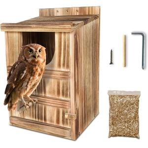 Owl House Bird Houses for Outside Owl Box 14.698.7 inches for Wildlife Lovers,Easy Assembly Required Wooden Bird Houses