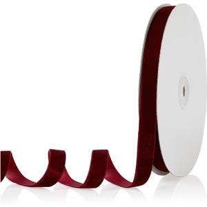 5/8" X 20 Yards Burgundy Velvet Ribbon for Christmas Tree Wreath Vintage Decoration Handmade Crafts Ornaments Gift Wrapping and Bow Making