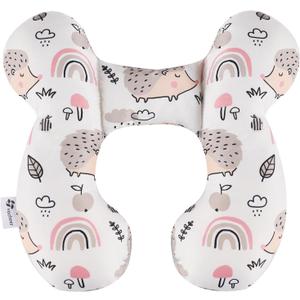 vocheer Baby Travel Pillow(Upgraded), Head and Neck Support Pillow for Pushchair, Car Seat,Stroller, Bouncer, Cotton, Hedgehog