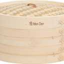 Helen's Asian Kitchen Bamboo Food Steamer with Lid - 100% Natural Bamboo - Basket Steamers for Cooking Dumplings, Dim Sum, Veggies, Fish, Meat - Preserve Nutrients & Flavors - 12-Inch