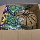 2 Set Artificial Outdoor Pansy Flowers with Hanging Baskets, 2 Hanging Baskets with 24 Pcs Silk Flowers for Spring Easter Decorations Porch Patio Home Decor (2, Purple, Yellow, White, Light Purple)