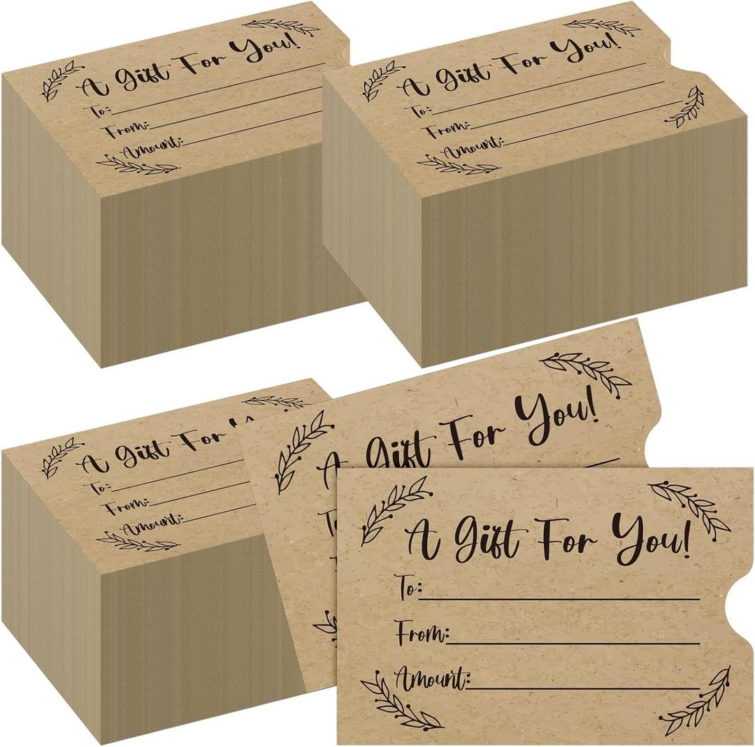 800 Pcs Gift Card Envelopes Sleeves Credit Card Holders Brown Kraft Mini Business Hotel Key Envelopes Sleeves for Invitations Cash Money Bulk, 2.4 x 3.5 Inches (Black)