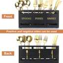 Ayiaren Wooden Cutlery Silverware Holder Flatware Utensil Caddy Black Utensil Holder for Kitchen Counter Wood Silverware Caddy Organizer for Table Countertop Spoon Knife and Fork Holder for Parties