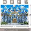 8x6ft Polyester Blue Medieval Castle Photography Backdrop Knight Royal Stone Wall Sky Cloud Background Kids Birthday Party Decorations Photo Props
