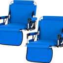 LET'S CAMP Folding Stadium Seat Bleacher Chair with Cup Holder, Mesh Bag and Hide Hooks, Portable Stadium Chair with Back and Cushion