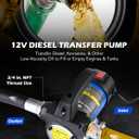 Orion Motor Tech Diesel Transfer Pump, 12 Volt Fuel Transfer Pump with Nozzle Hoses for Transferring Diesel, Kerosene, Self Priming DC Electric Fuel Pump Kit, Oil Not Included