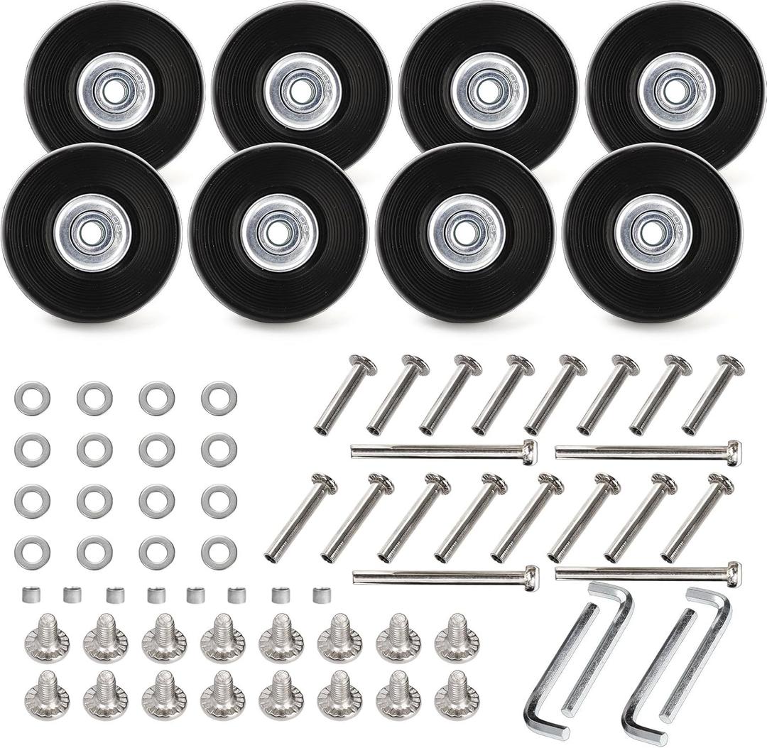 ZOOFOX Set of 8 Luggage Suitcase Replacement Wheels, 50 x 18mm PU Caster Wheels Bearings Repair Kits, Shelf Replacement Wheels for Luggage