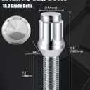 GAsupply M12x1.5 Lug Bolts 28mm Shank Fit for BMW BMW 3 7 Series M5 M6 Z3 Z4 Z8, Chrome 12x1.5 Spline Lug Bolt Stock Stud Cone Seat, 20pcs+1pcs 3/4" 19mm&13/16" 21mm Hex Socket Key