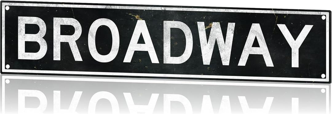 Broadway Metal Sign 18x4 - Embossed Vintage Aluminum Retro New York City Wall Art for Home, Office, Bar, or Theater Room Decor  Broadway Gifts