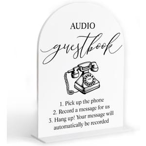Audio Guest Book Sign, White Arch Acrylic Wedding Sign, Audio Guest Book Wedding Phone, Bridal Shower Decor, Engagement Party Decor, Centerpiece Table Decorations Party for Bride and Groom-14