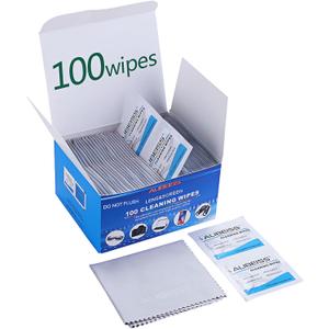 Pre-Moistened Lens Wipes ALIBEISS Screen Wipes for Glasses, Camera,Tablets, Smartphone, Screens and Other Delicate Surfaces,Pack of 100