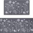 Rempry 2 Pcs Kitchen Rugs and Mats, Cushioned Anti-Fatigue Floor Mat, PVC Non-Slip Waterproof Kitchen Rug Set for Kitchen, Office, Sink 17"x47"+17"x29" (Grey)