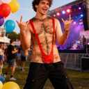 Goodstoworld Men's Halloween T-shirt Unisex Fake Muscle Hairy Chest Skeleton 3D Printed Shirts S-XXL