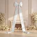 Giant Wall Bow Decorations 90x18 Inch Oversized Large Velvet Bow Decorative for Room Wall Backdrop Party Birthday Baby Shower Decor Front Door Patio Outdoor Wedding Arch Supply(White)