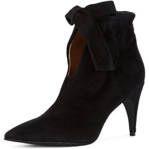 XYD Women Classical Pointed Toe Ankle Booties Dress Low Kitten Heels Graceful Bow Pull-on Boots Party Festival Shoes (9, Black)