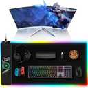 TopMade Mouse Pad with Wireless Charging, 31.5" x 15.75" Large Desk Mat RGB Gaming Mousepad, LED Desk Pad Keyboard Pad with Ultra-Smooth Surface & Non-Slip Rubber Base, Waterproof Desk Pad