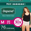 Depend Fresh Protection Adult Incontinence & Postpartum Bladder Leak Underwear for Women, Disposable, Maximum, Medium, Blush, 76 Count (2 Packs of 38), Packaging May Vary