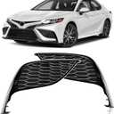 2 PCS Front Fog Light Cover Fit for Toyota Camry SE XSE 2021 2022 2023, ABS Front Bumper Fog Lamp Frame Cover Left Driver & Right Passenger Side Replacement for 8148106240 8148206200 (Gloss Black)