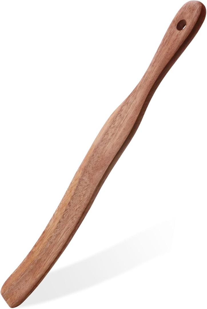 Spurtle for Sourdough Starter, Mixing, dough whisk, Reaching Bottom of Jar, Natural from High Moist Resistance Teak, wooden bread making tools, NonStick Cookware