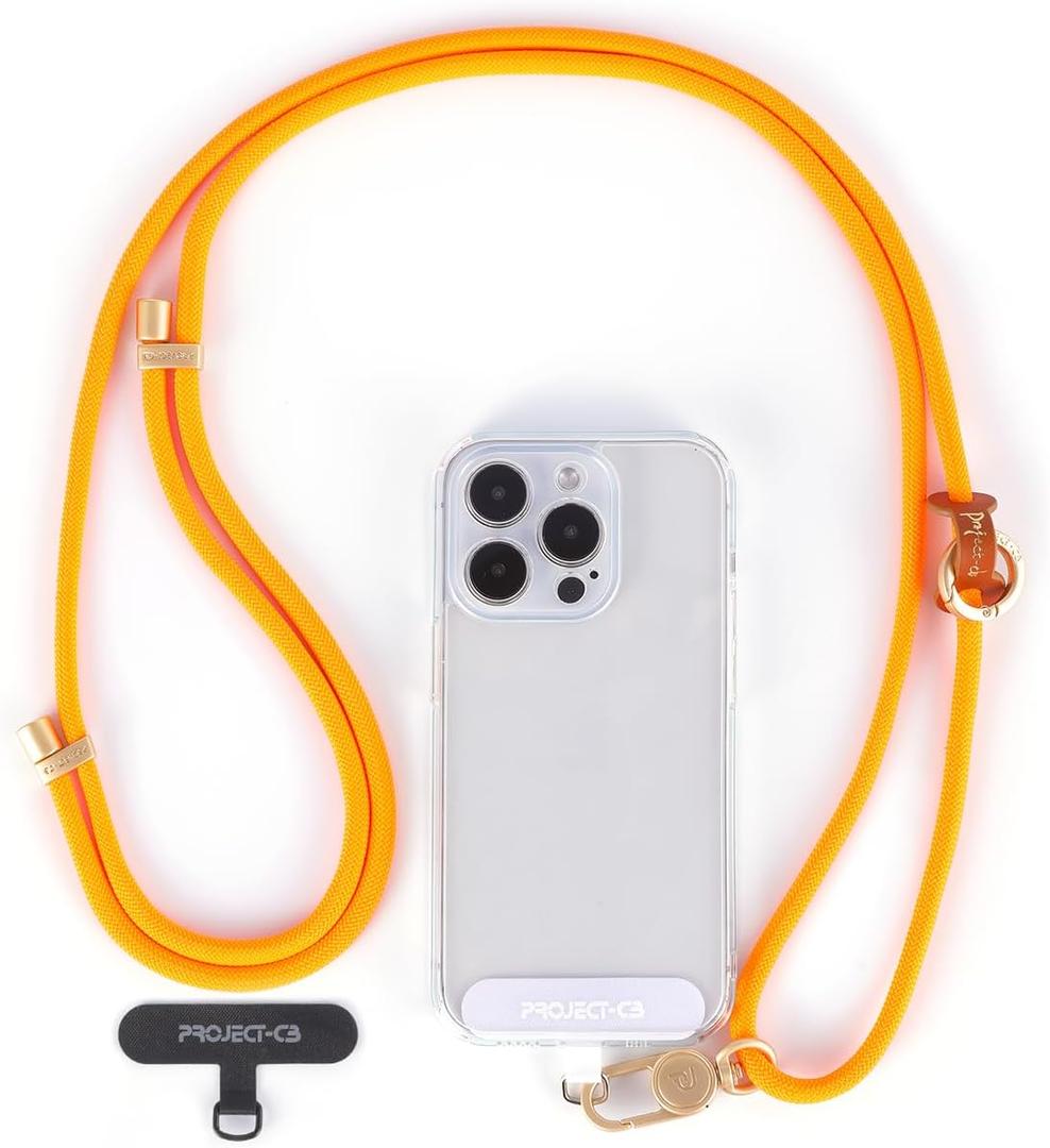 project-cb Cell Phone Lanyard 1,Phone Tether Tab 2,Phone Crossbody Strap,Lanyards for Around the Neck,Adjustable Phone Strap, (Orange-G)