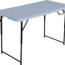 4-Foot, Height Adjustable, Fold in Half Table, Gray
