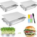 Stainless Steel Sprouts Growing Kit 3-Tier 10.4 inch Trays, Microgreens Growing Kit, Seed Sprouting Tray with Encrypted Mesh Sprouts for Beans Alfalfa Broccoli Wheat Grass