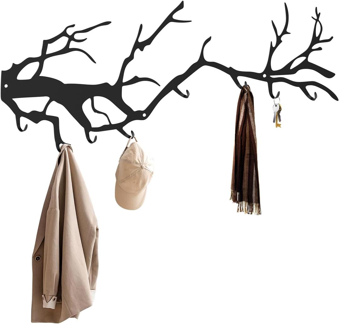 Wall-Mounted Coat Rack Hooks, Coloured Metal Cloakroom Hooks, 6 Coat Hooks, Home Decorative Coat Hooks, Suitable for Bedroom, Living Room, Bathroom and Kitchen