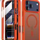 COOLQO for iPhone 17 Pro Case with Screen Protectors, Compatible with MagSafe, Military Grade 17FT Drop Protection, Shockproof Protective Dual-Layer Magnetic Translucent Matte Phone Cover, Orange