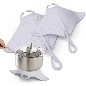 UMIRRO Cute Silicone Trivets for Hot Pots and Pans w/Pop-up Fun, Heat Resistant Mats for Quartz Countertop, Ocean Themed Pot Holder Pads for Coastal Decor, Kitchen Gifts for Beach Lovers Grey 2 Pack