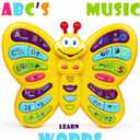 Preschool ABC Learning Toy, Interactive Educational Butterfly Toy for Toddlers, Animal Sounds & Music, Early Development See and Say Baby Toys for 3 Year Old Boys & Girls, Medium