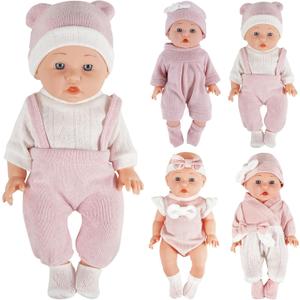 12 inch Doll Clothes and Accessories for 10 11 12 inch Dolls, Include 4-Packs Baby Doll Clothes Hat Headband Socks (Not Include Doll)