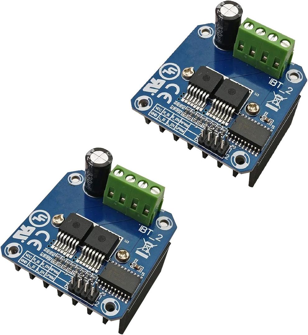 2-Pack BTS7960 43A H-Bridge Motor Driver - High-Power DC Motor Controller with Current Limiting/Overheat Protection for Smart Cars/Robotics/Industrial Automation/Arduino Projects