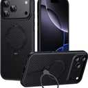 2025 Stand Case for Phone 17 Pro Max, Compatible with MagSafe, [Built-in Invisible Kickstand] Thin & Light Case Phone 17 Pro with a Caseless Feel, 600D Aramid Fiber Woven Black (Black)