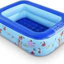 Inflatable Kiddie Pool, 45"  33"  14" Kids Swimming Pool with Inflatable Soft Floor, Ocean World Inflatable Bathtub for Indoor or Outdoor, Ball Pit Pool