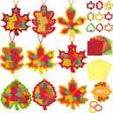 Renbuzhu 40PCS Fall Crafts Bulk: Leaves Paper Suncatchers DIY Kit for Autumn Thanksgiving Activities Decorations, Window Stained Glass Effect Art Supplies(Colorful)